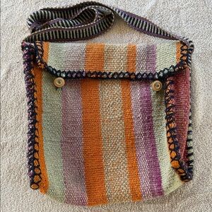 Multicolor Natural Fibers Striped Women's Bag Purse Crossbody